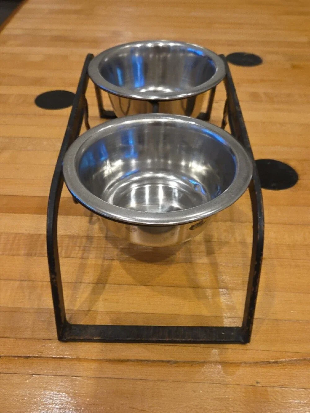Double Elevated Pet Bowl Set - Stainless Steel Bowls with Metal Stand